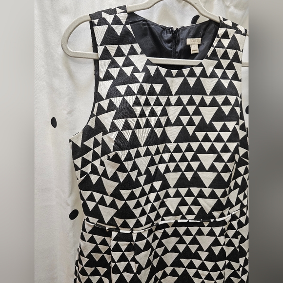 J Crew Factory black and white geometric print dress size 12 - Picture 5 of 8